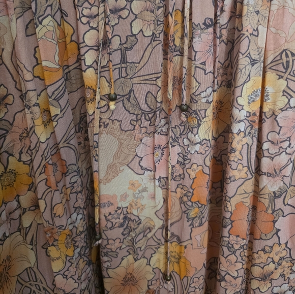 Spell Amethyst Flutter Sleeve Gown in Peach - Picture 3 of 8